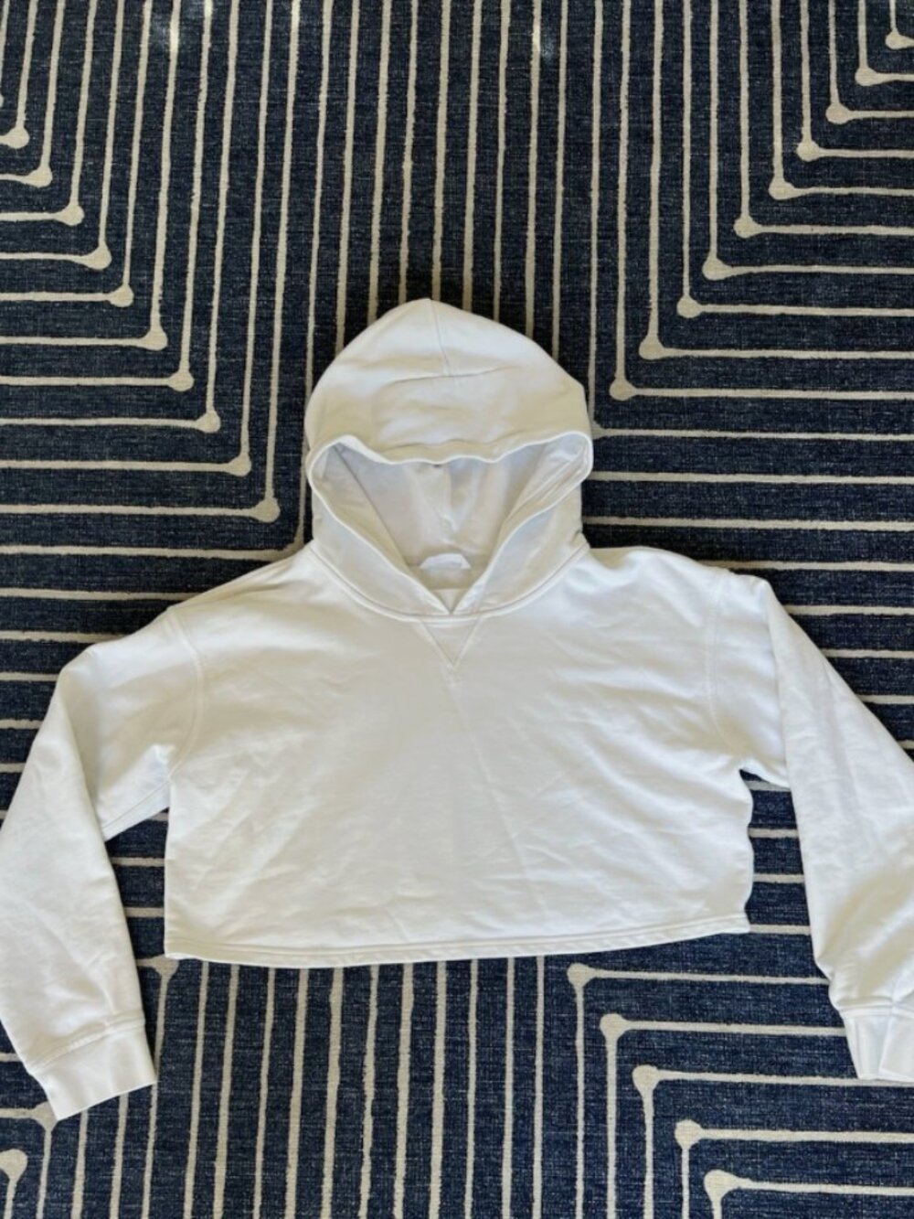 Lululemon Women's All Yours Cropped Pullover Hoodie Cotton Sweatshirt White Sz 2